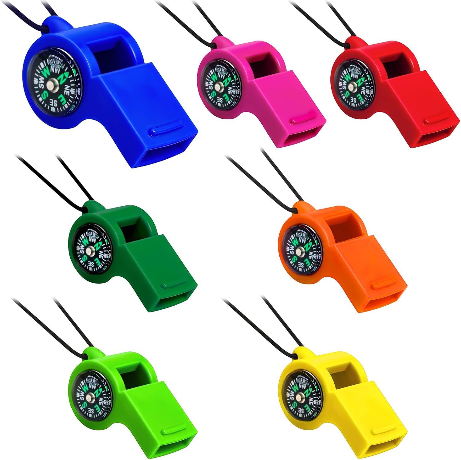 Emergency Whistle Loud - 7 Pack 2-in-1 Whistle Compass Set,