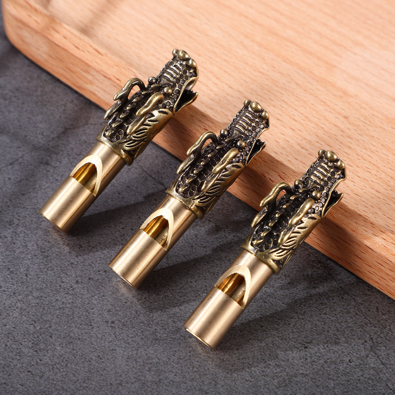 Emergency Whistle Loud - 3Pcs Chinese Dragon Brass Whistle Vintage