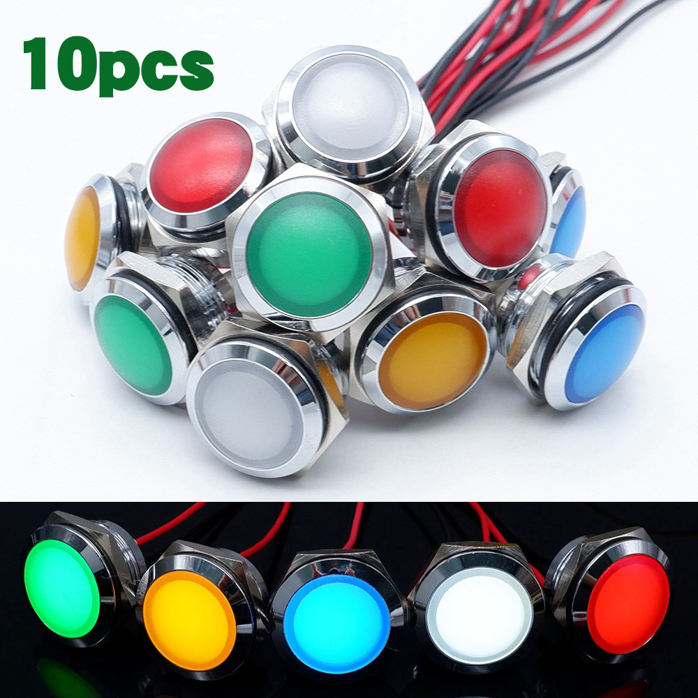 10pcs 12/16/19/22mm Metal LED  - Signal Panel Orange recensie en prijs