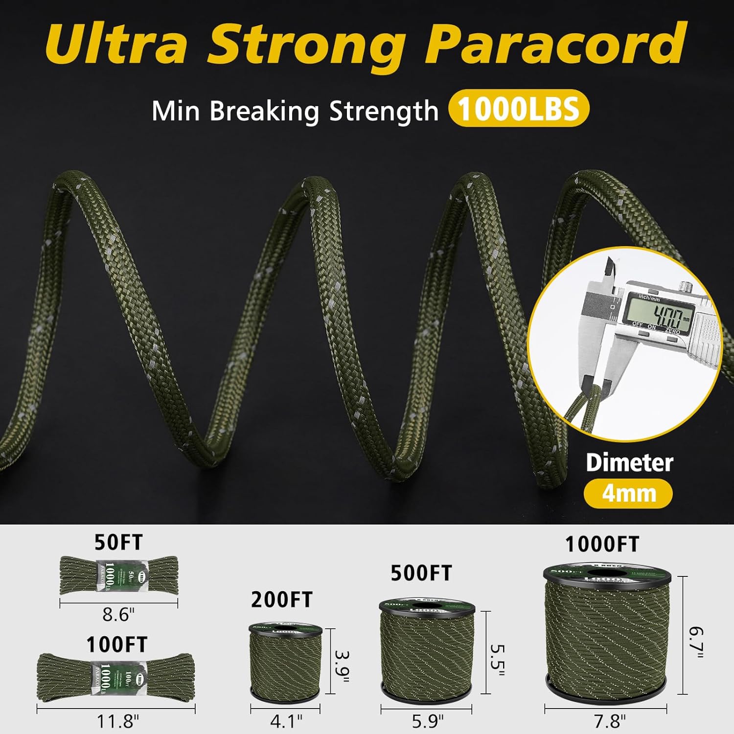 1000lb Reflective Paracord Rop - Para Cord 1000Ft recensie en prijs