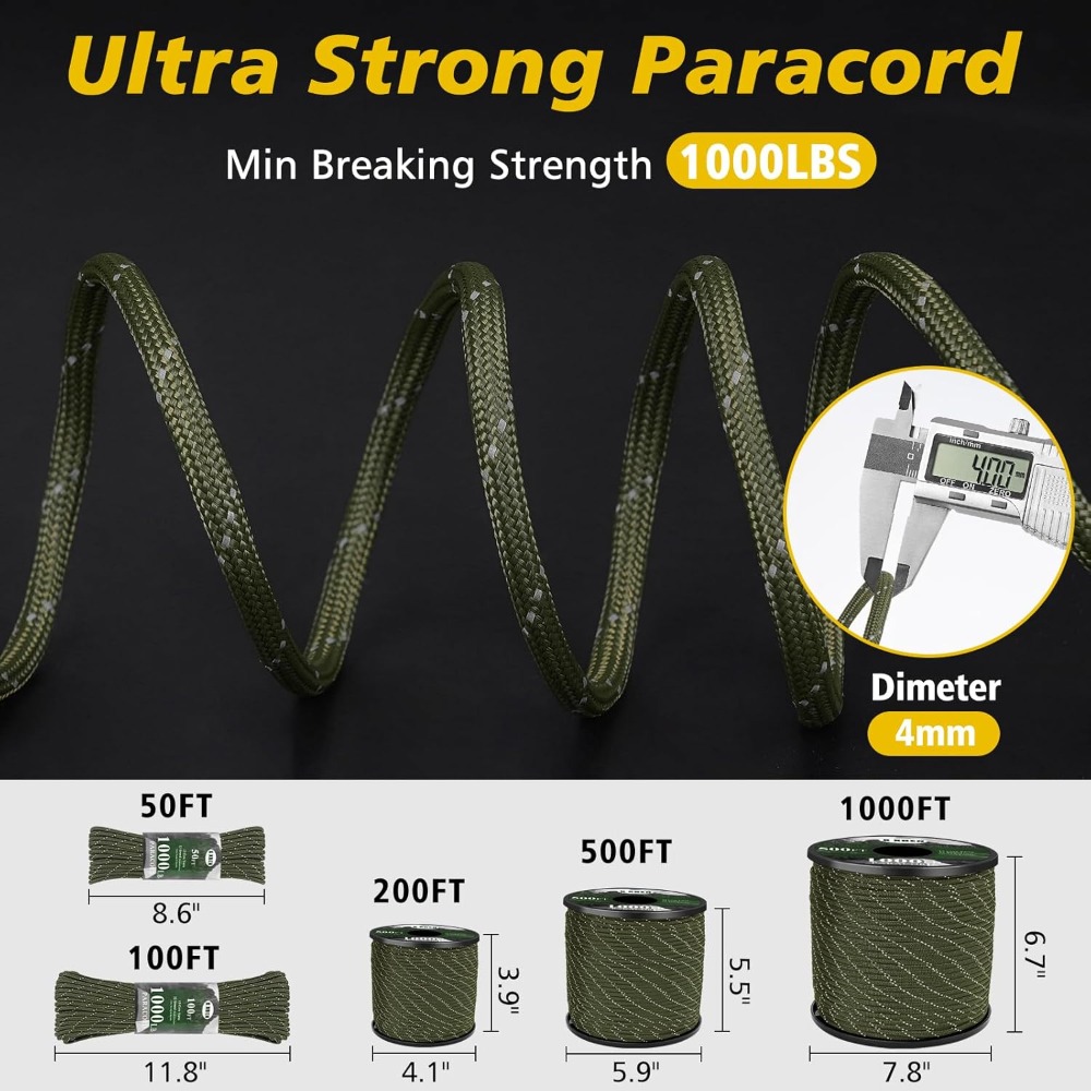 Reflective Paracord 1000lb, 50 - Para Cord 1000Ft recensie en prijs