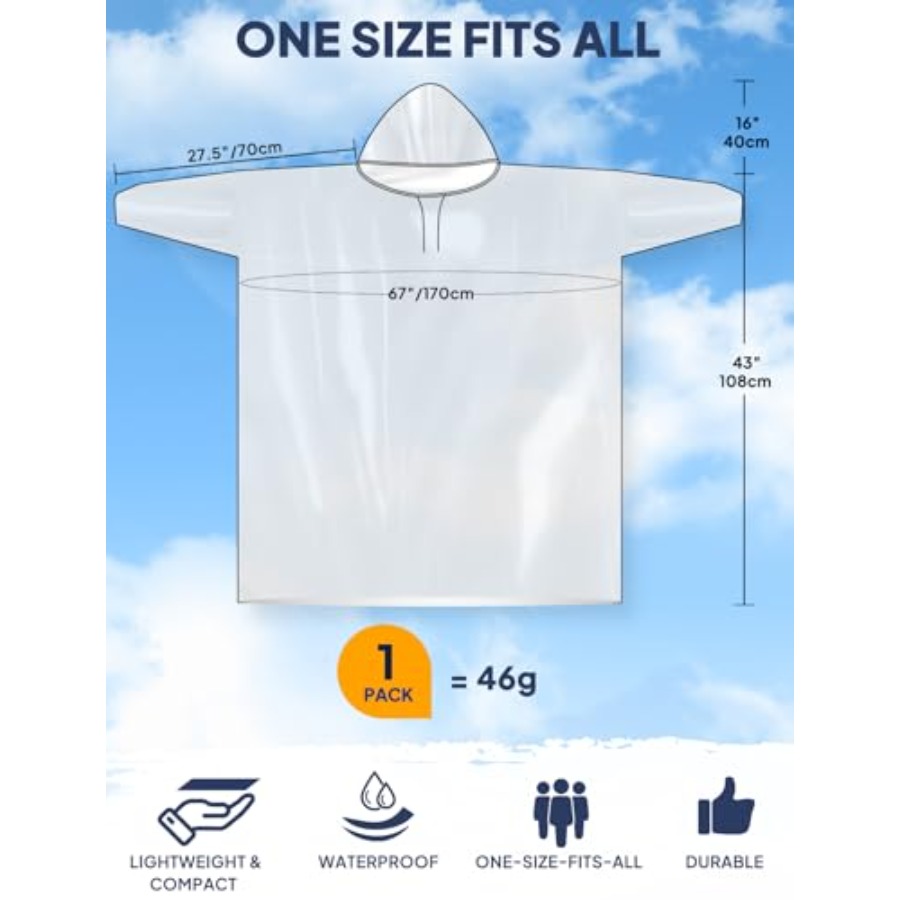 ANYOO Disposable Rain Poncho f - Emergency Poncho Rain recensie en prijs