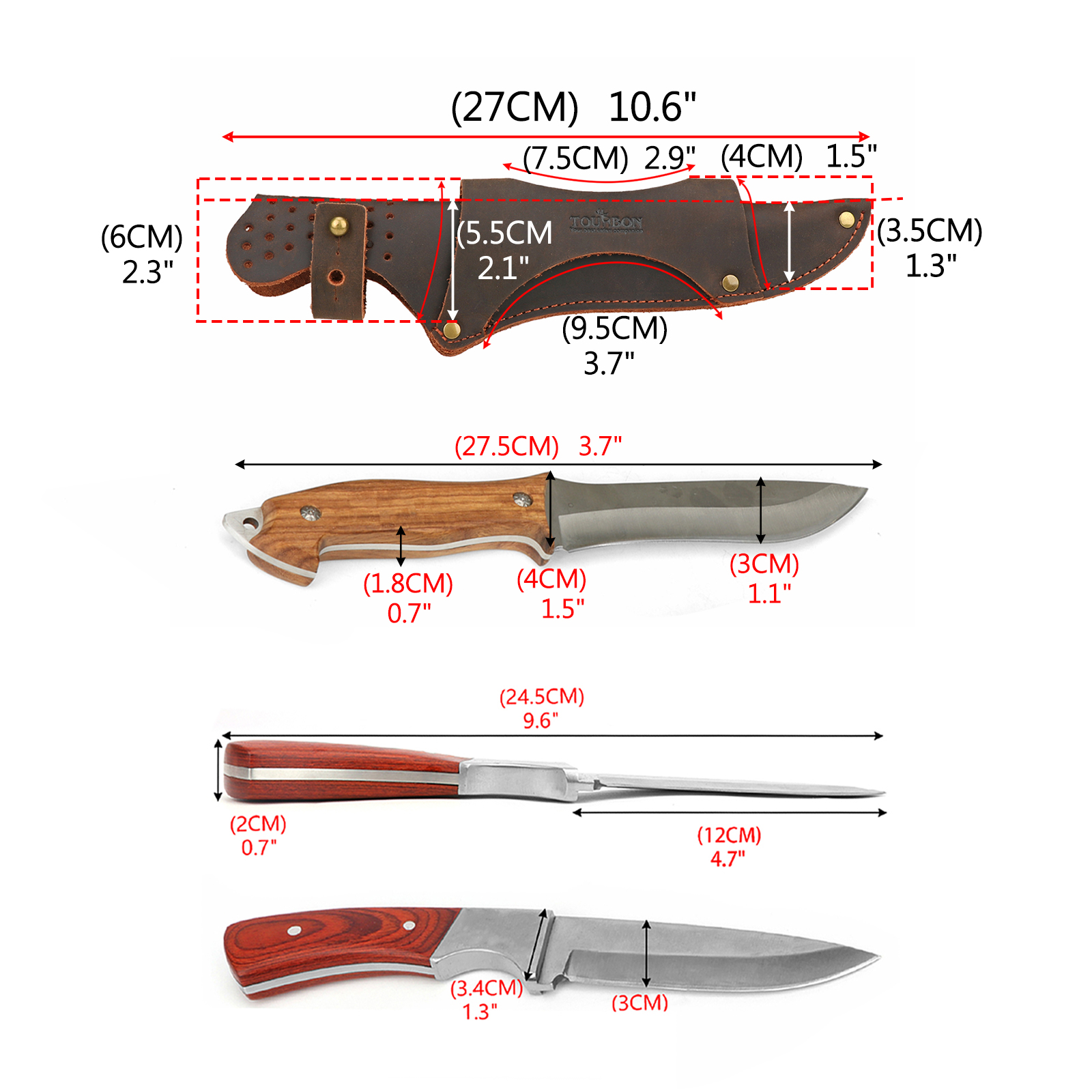 Tourbon Leather Tool Fixed Bla - Bushcraft Knife Fixed recensie en prijs