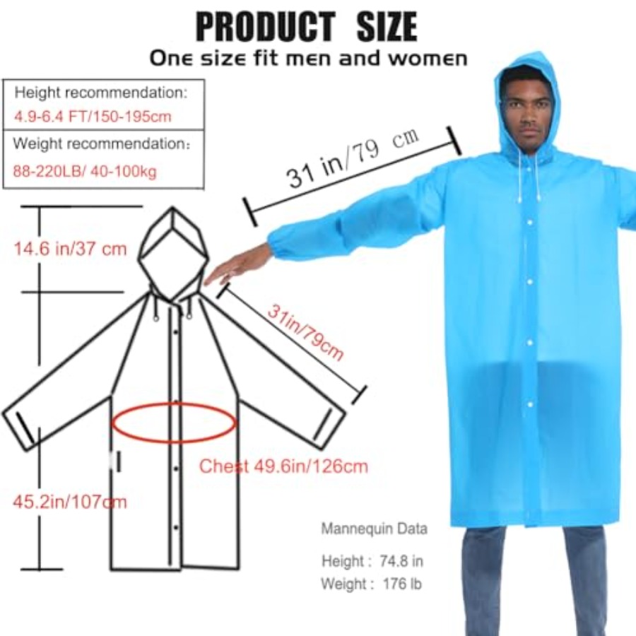 Rain Ponchos for Adults Rainco - Emergency Poncho Rain recensie en prijs