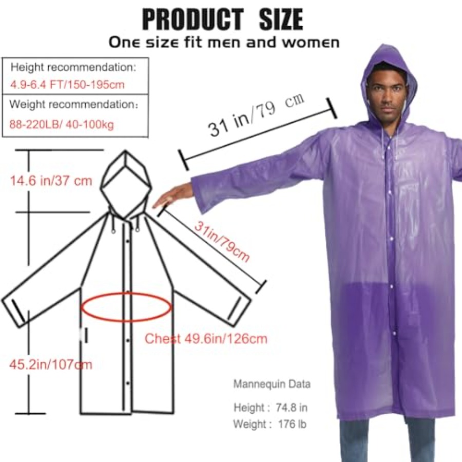 Rain Ponchos for Adults Rainco - Emergency Poncho Rain recensie en prijs